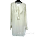 Vestido Branco Flounce Para Senhoras